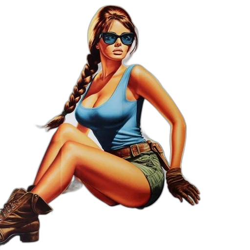 comic book art, pixel art, photorealistic, concept art, woman, blue, tank, top transparent PNG cut-out
