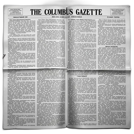 vintage, newspaper, page, dense, text, headline, reads, columbus transparent PNG cut-out