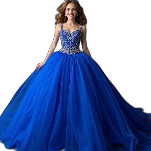 dress, crown, blue, pageant, gown, shown, royal, has transparent PNG cut-out