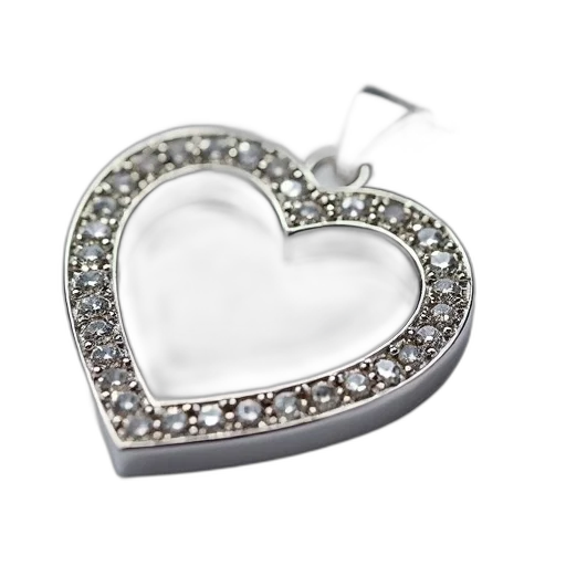 jewelry, crown, close-up, image, silver, heart-shaped, pendant, diamond-studded transparent PNG cut-out