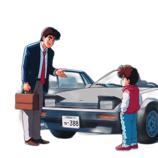 car, jacket, robot, concept art, vaporwave, anime, pixel art, city street transparent PNG cut-out