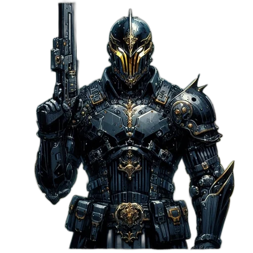 weapon, robot, mask, sword, concept art, fantasy art, comic book art, pixel art transparent PNG cut-out