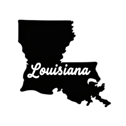 louisiana, state, outline, graphic, word, written, center, black transparent PNG cut-out