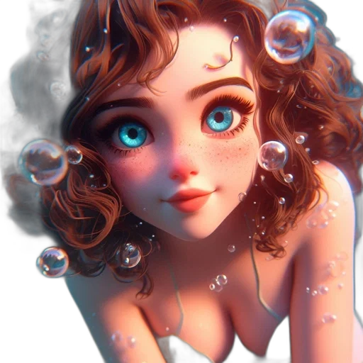 dress, jewelry, face, fantasy art, concept art, 3d render, photorealistic, underwater transparent PNG cut-out