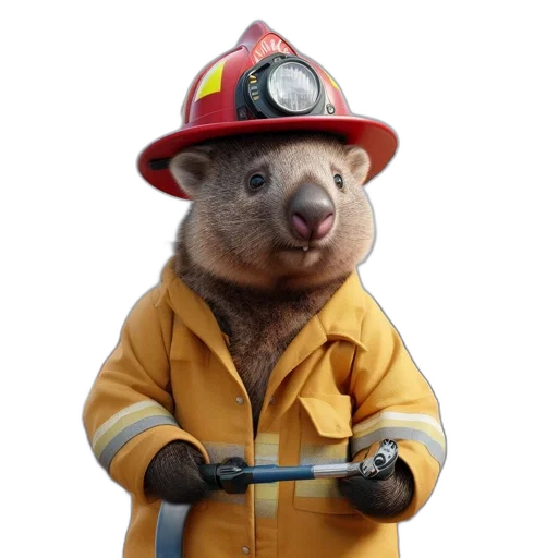 staff, animal, hat, concept art, 3d render, photorealistic, fire, wombat transparent PNG cut-out