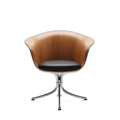 furniture, hair, 3d render, sleek, modern, chair, curved, wooden transparent PNG cut-out