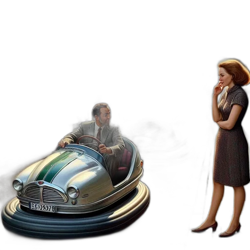 car, hat, robot, dress, concept art, photorealistic, 3d render, fog transparent PNG cut-out