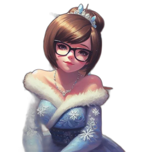 dress, crown, staff, face, pixel art, anime, fantasy art, concept art transparent PNG cut-out