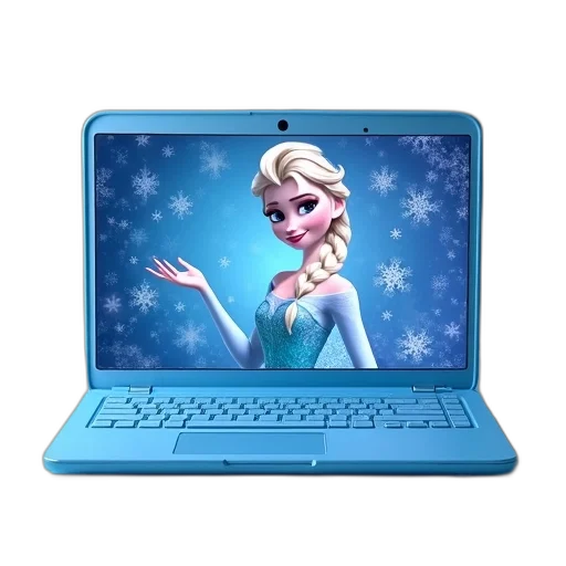 staff, 3d render, cartoon, fantasy art, concept art, snow, blue, laptop transparent PNG cut-out
