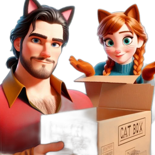 3d render, concept art, fantasy art, cartoon, city street, fire, two, characters transparent PNG cut-out