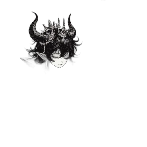 mask, dragon, crown, hair, concept art, fantasy art, photorealistic, pencil sketch transparent PNG cut-out