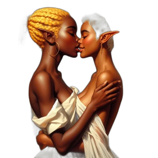 concept art, fantasy art, photorealistic, pixel art, golden, earth tones, two, women transparent PNG cut-out