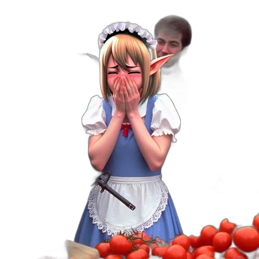food, dress, face, creature, anime, concept art, 3d render, photorealistic transparent PNG cut-out