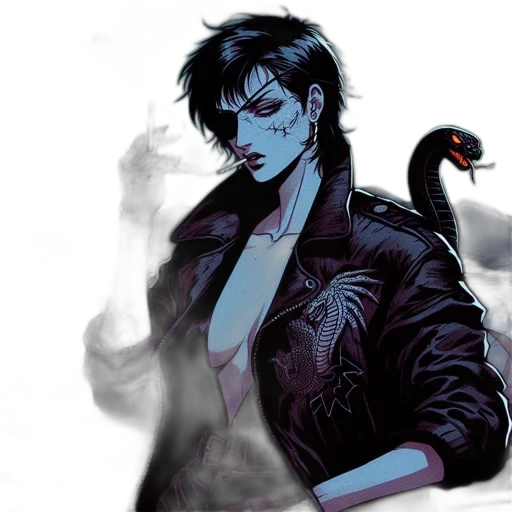 jacket, concept art, comic book art, cyberpunk, fantasy art, dark, blue, monochrome transparent PNG cut-out