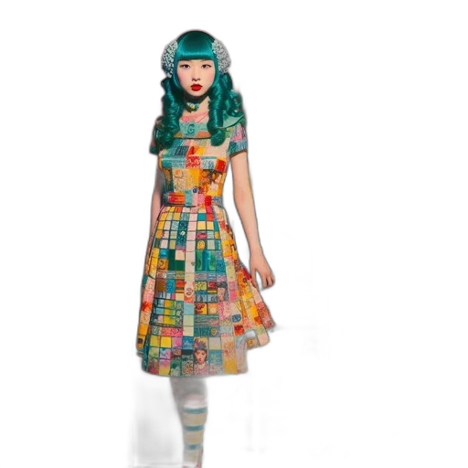 dress, 3d render, concept art, fantasy art, cartoon, colorful, green, series transparent PNG cut-out