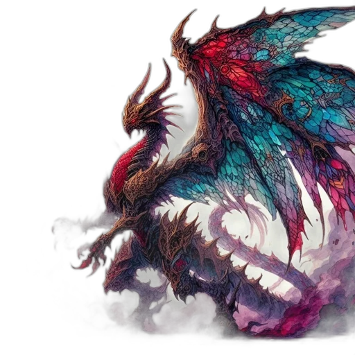 dragon, creature, animal, weapon, concept art, fantasy art, watercolor, pixel art transparent PNG cut-out