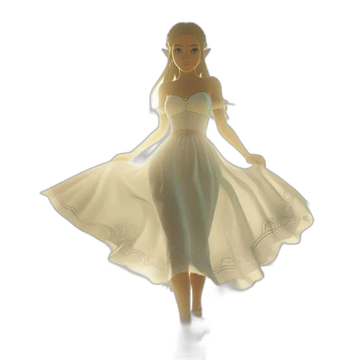 dress, 3d render, concept art, fantasy art, photorealistic, golden, pastel, monochrome transparent PNG cut-out