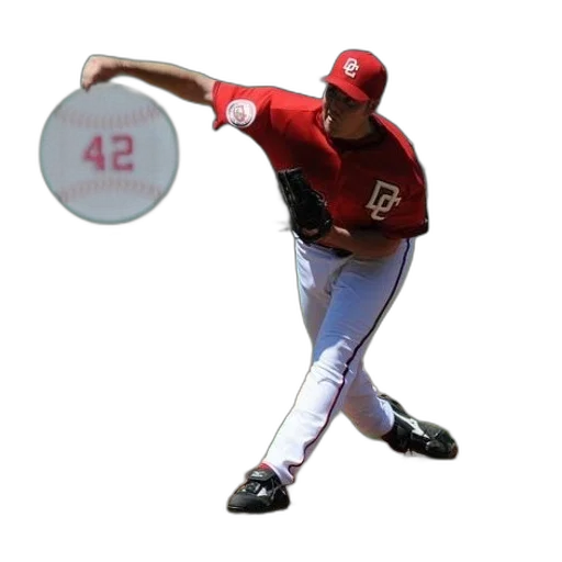baseball, player, red, white, uniform, pitching, ball transparent PNG cut-out