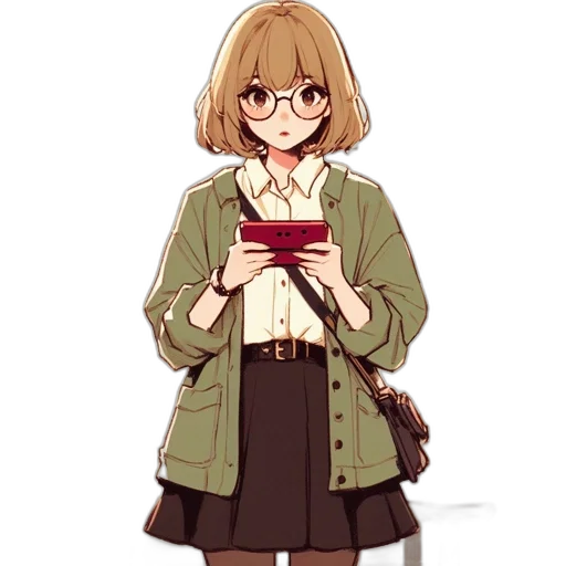 jacket, dress, staff, creature, anime, pixel art, cartoon, concept art transparent PNG cut-out