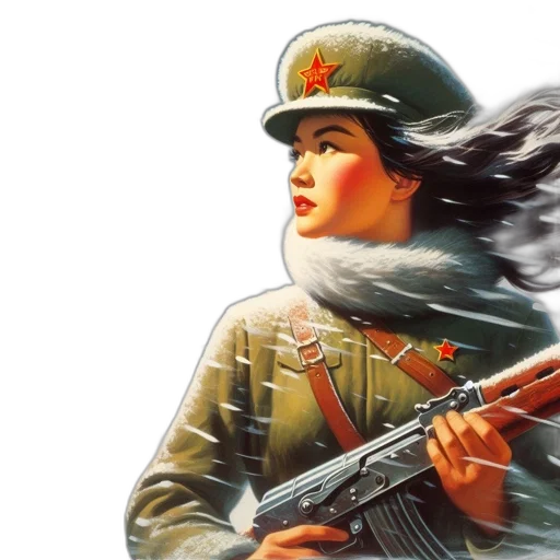 weapon, jacket, hat, concept art, photorealistic, comic book art, military, woman transparent PNG cut-out