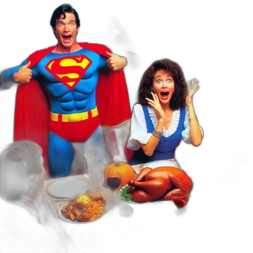 food, comic book art, concept art, superman, surprises, family, dinner, everyone transparent PNG cut-out