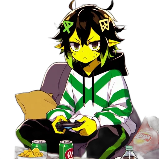food, pixel art, anime, concept art, cartoon, green, neon, animated transparent PNG cut-out