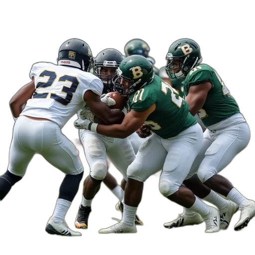 group, football, players, uniforms, engaged, tackle, grassy, field transparent PNG cut-out