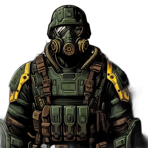 mask, face, jacket, concept art, comic book art, pixel art, watercolor, green transparent PNG cut-out