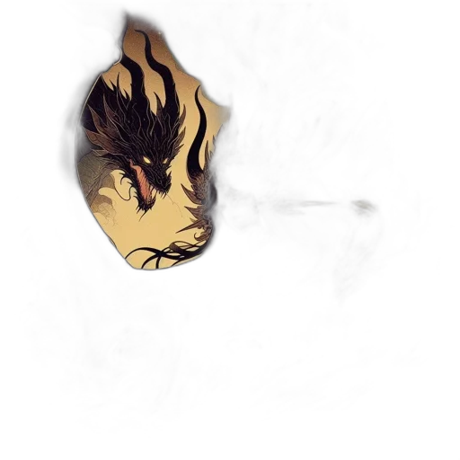 mask, dragon, hair, face, concept art, photorealistic, watercolor, anime transparent PNG cut-out