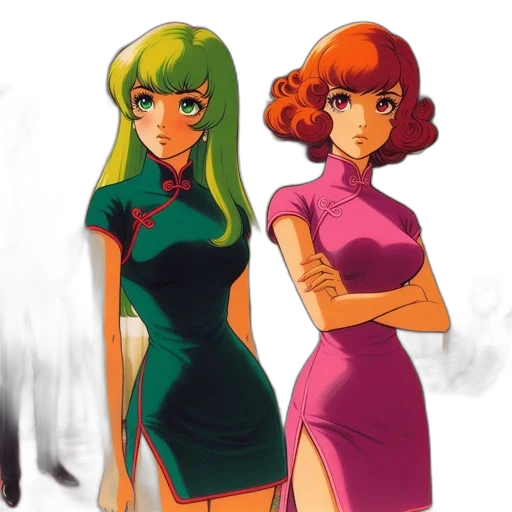 dress, concept art, anime, vaporwave, watercolor, outer space, green, neon transparent PNG cut-out