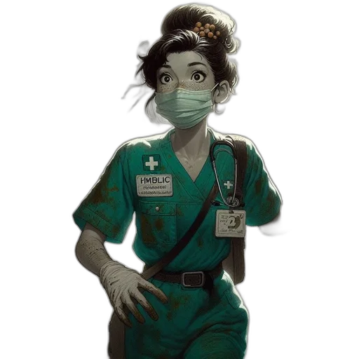 staff, mask, face, concept art, comic book art, anime, cartoon, green transparent PNG cut-out