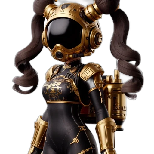 robot, concept art, 3d render, cyberpunk, fantasy art, figure, steampunk-inspired, golden transparent PNG cut-out