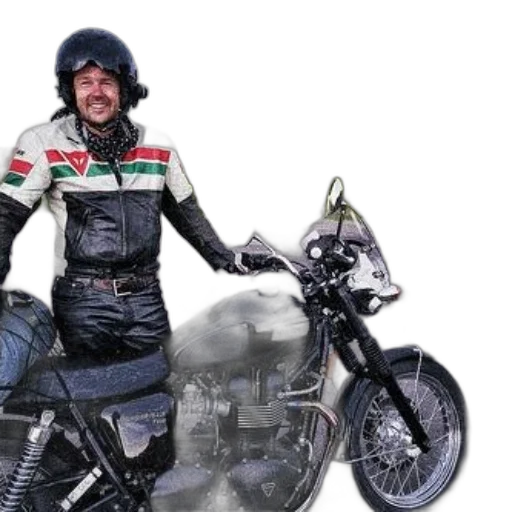 jacket, photorealistic, concept art, man, helmet, leather, sits, classic transparent PNG cut-out