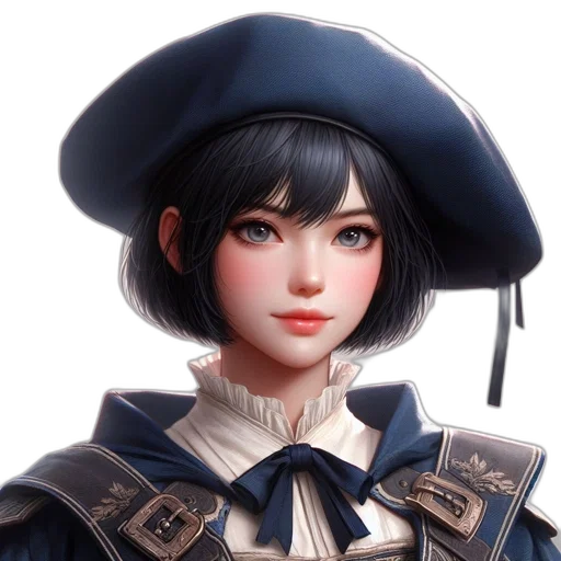 hat, staff, face, crown, fantasy art, photorealistic, oil painting, anime transparent PNG cut-out