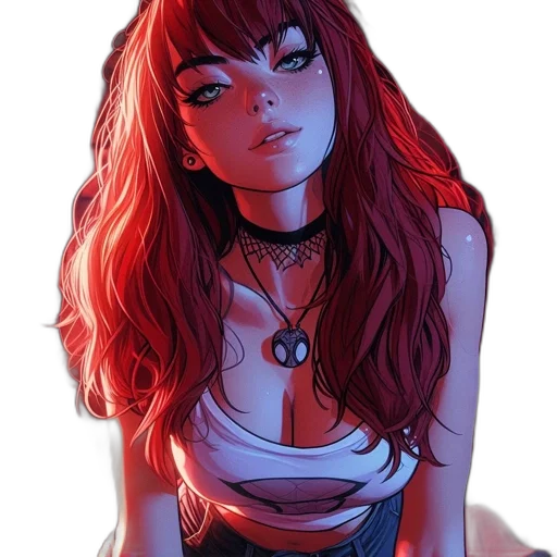 dress, face, comic book art, concept art, fantasy art, anime, neon lights, fire transparent PNG cut-out