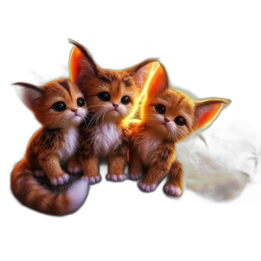 animal, photorealistic, fantasy art, 3d render, pixel art, three, orange, white transparent PNG cut-out