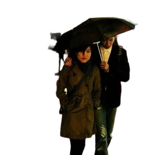 umbrella, jacket, staff, weapon, concept art, photorealistic, 3d render, rain transparent PNG cut-out
