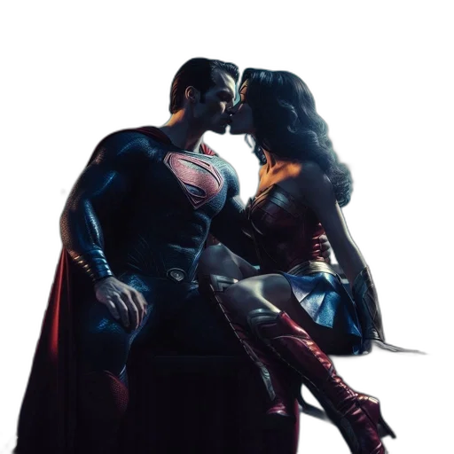 concept art, comic book art, underwater, fire, outer space, neon lights, superman, wonder transparent PNG cut-out