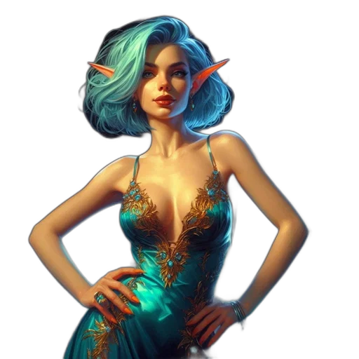 dress, fantasy art, concept art, pixel art, comic book art, underwater, blue, green transparent PNG cut-out