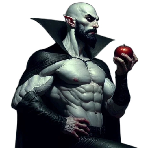 concept art, comic book art, fantasy art, pixel art, bald, muscular, figure, pointed transparent PNG cut-out