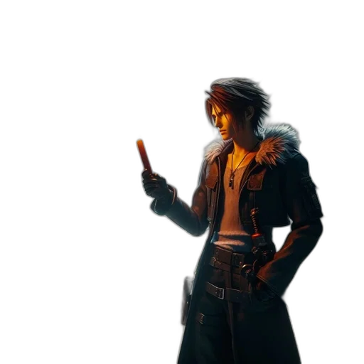 jacket, sword, staff, weapon, concept art, cyberpunk, 3d render, fantasy art transparent PNG cut-out