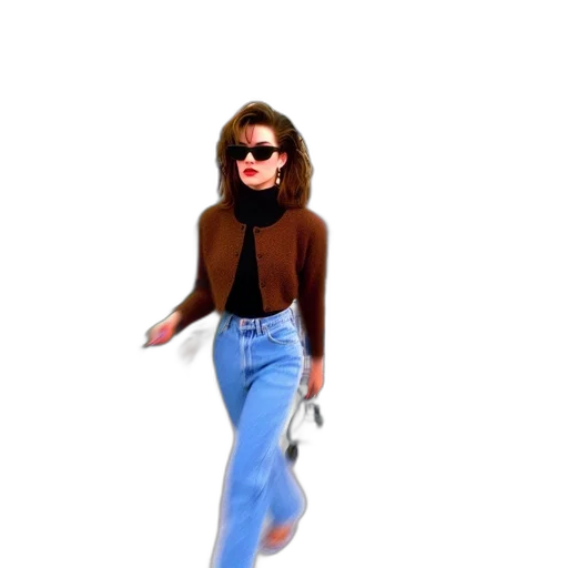 jacket, shoes, hair, staff, vaporwave, 3d render, photorealistic, concept art transparent PNG cut-out