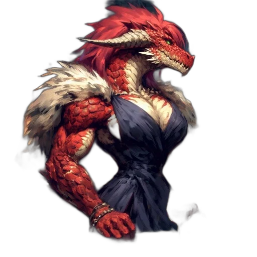 dragon, dress, creature, animal, fantasy art, concept art, pixel art, 3d render transparent PNG cut-out