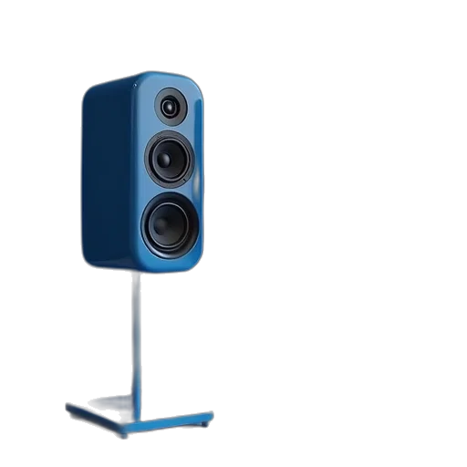 robot, 3d render, concept art, kef, klippe, speakers, blue transparent PNG cut-out