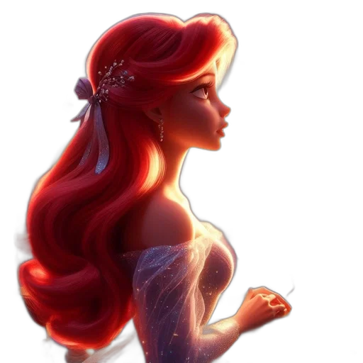 dress, crown, hair, fantasy art, concept art, watercolor, pixel art, red transparent PNG cut-out