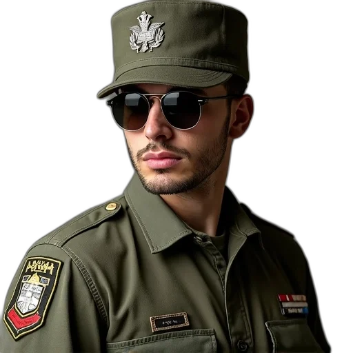 jacket, staff, hat, face transparent PNG cut-out