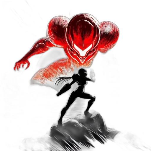 creature, mask, robot, concept art, comic book art, fantasy art, pixel art, red transparent PNG cut-out
