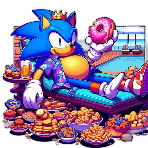 food, pixel art, concept art, vaporwave, 3d render, blue, anthropomorphic, hedgehog transparent PNG cut-out
