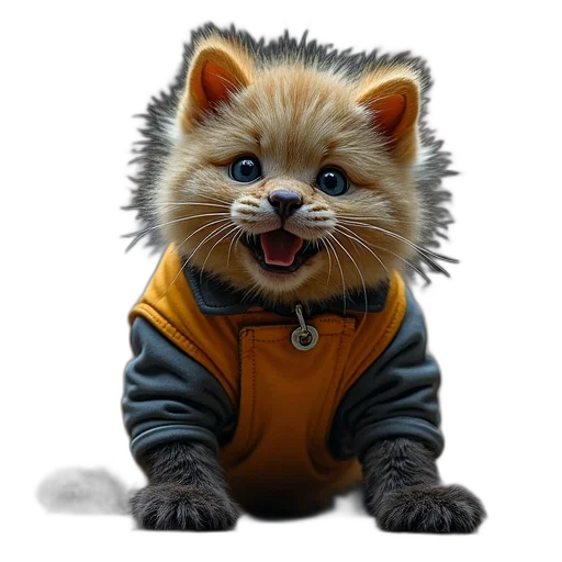 animal, jacket, staff, creature, photorealistic, concept art, 3d render, fantasy art transparent PNG cut-out