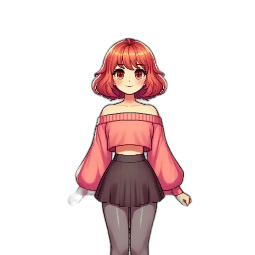dress, jacket, staff, creature, pixel art, anime, concept art, watercolor transparent PNG cut-out